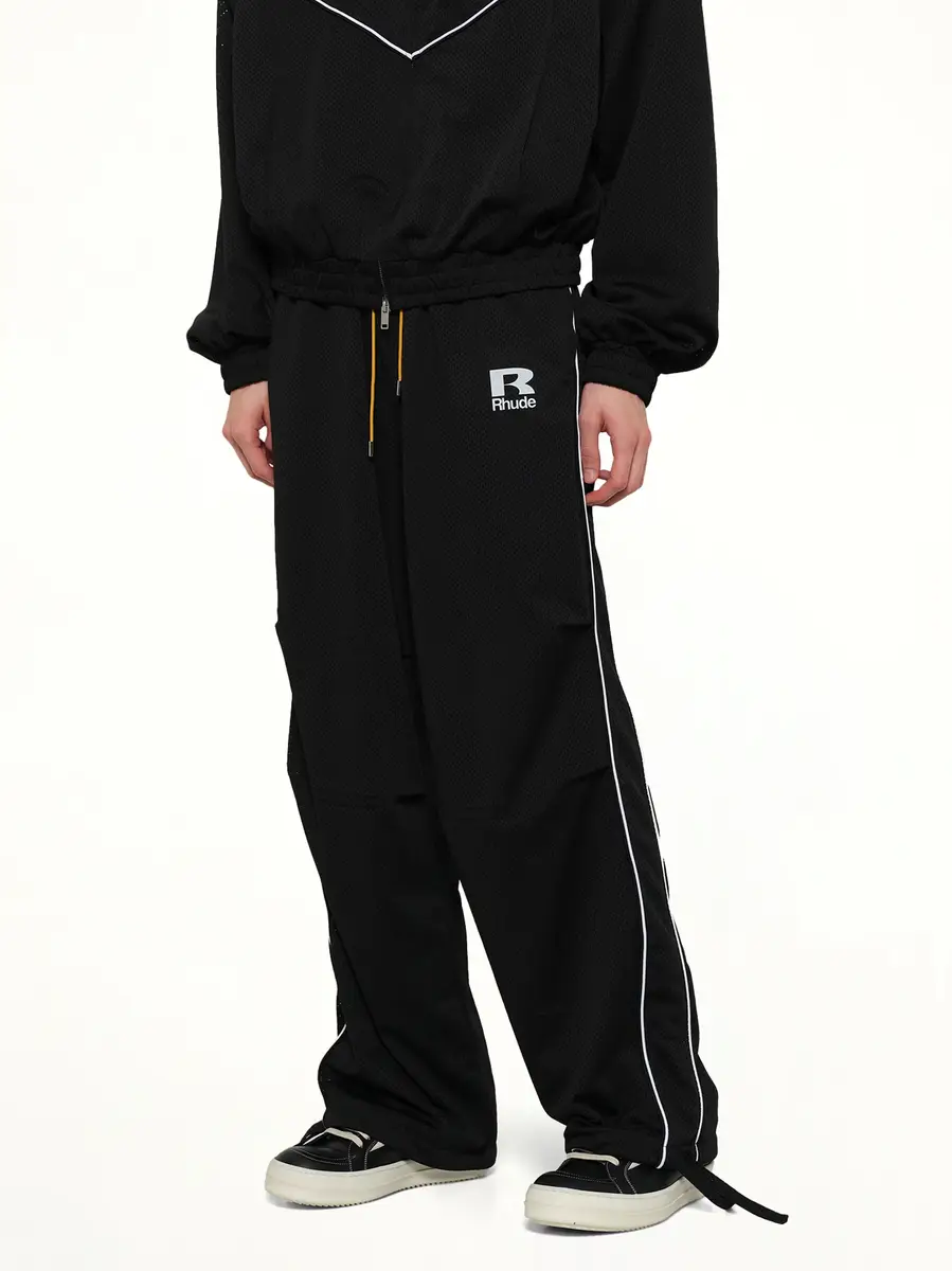 Rhude Rhude Mesh Piping Parachute Track Pant in Black/white | Thumbnail 6 Rhude Rhude Mesh Piping Parachute Track Pant in Black/white | Thumbnail 6