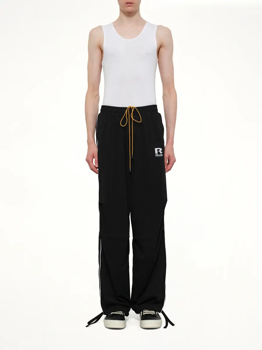 Rhude Rhude Mesh Piping Parachute Track Pant in Black/white | Thumbnail 7 Rhude Rhude Mesh Piping Parachute Track Pant in Black/white | Thumbnail 7