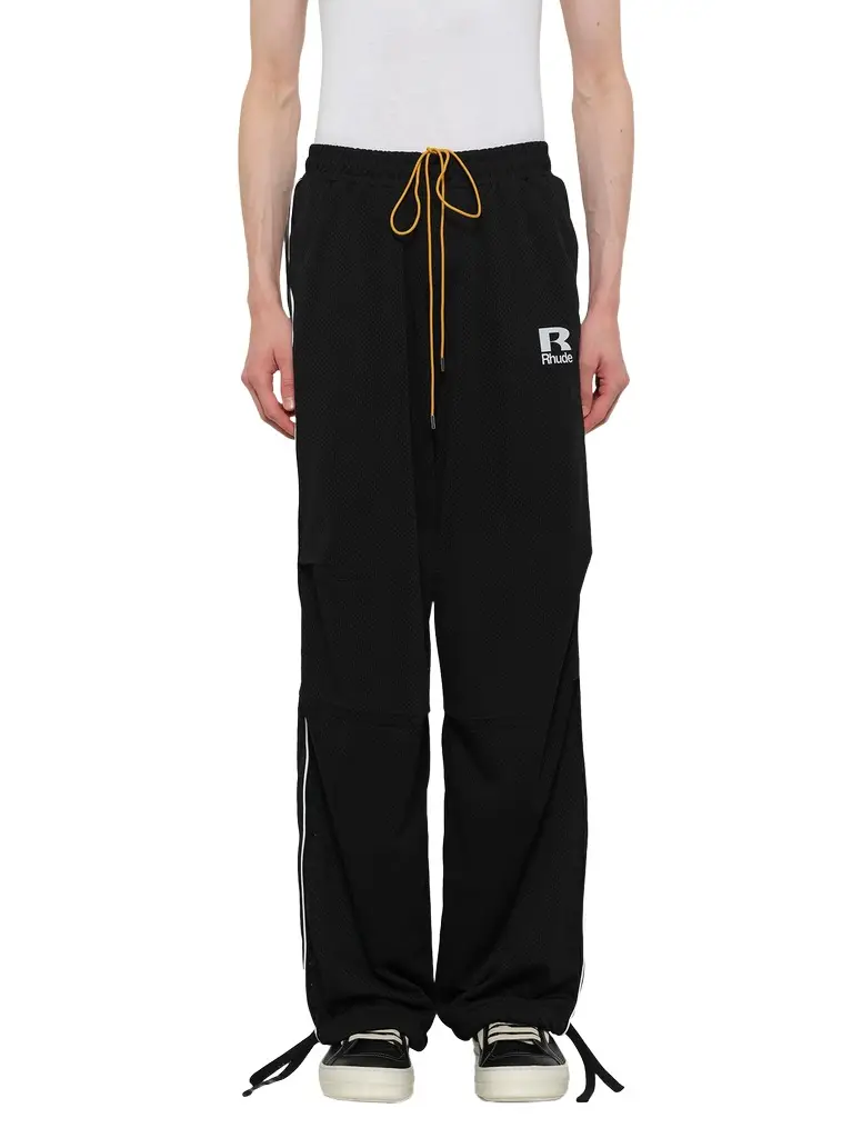 Rhude Rhude Mesh Piping Parachute Track Pant in Black/white
