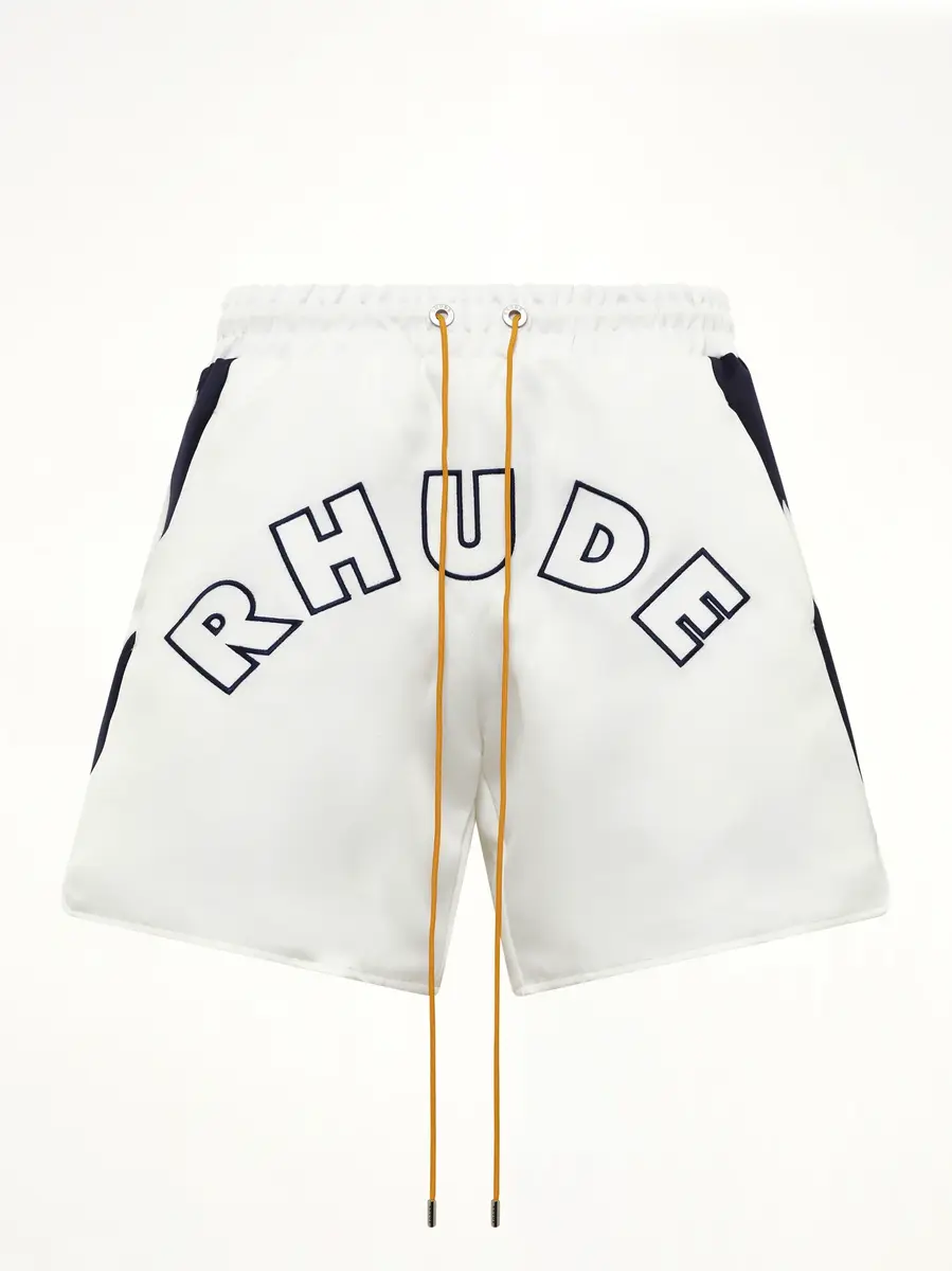 Rhude Logo Lightning Shorts in White/navy | Thumbnail 2 Rhude Logo Lightning Shorts in White/navy | Thumbnail 2