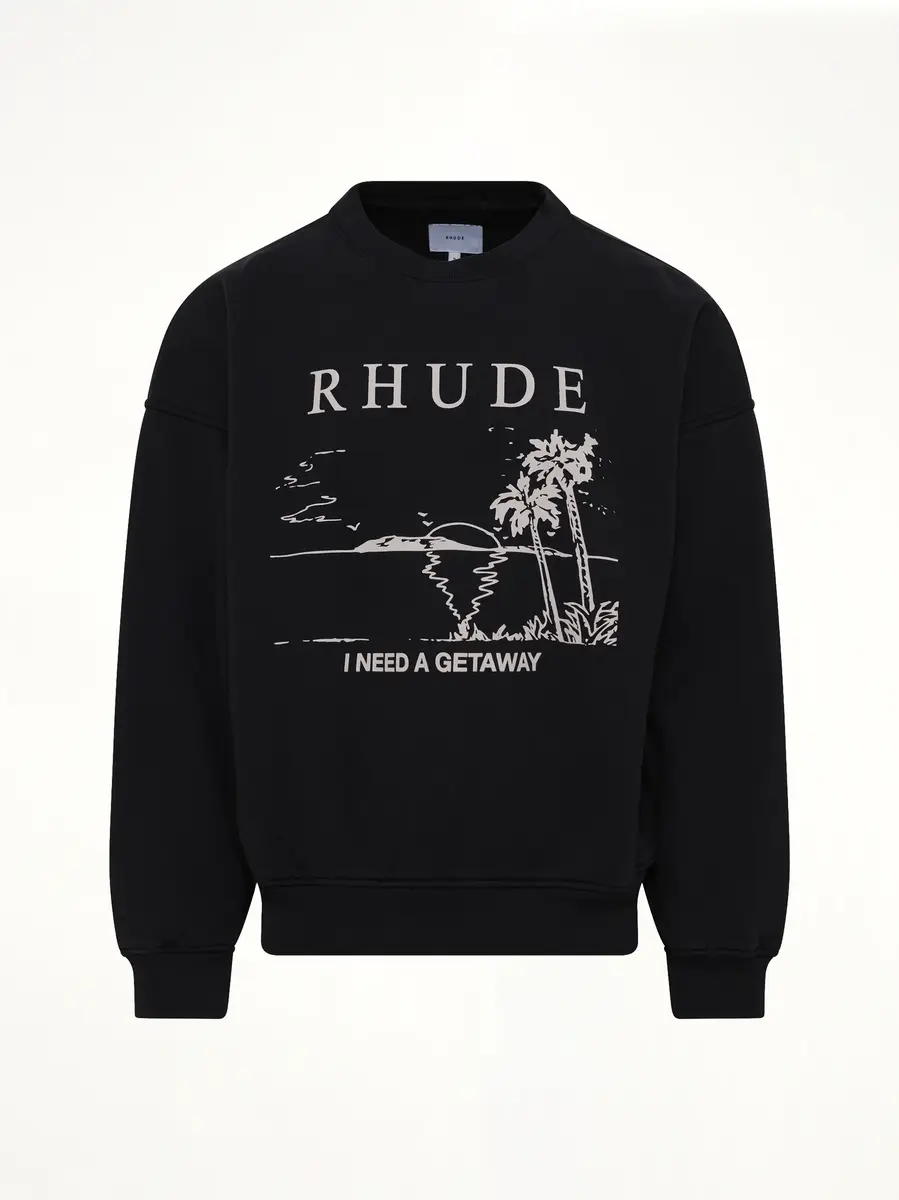 Rhude I Need A Getaway Sweatshirt in Vintage Black | Thumbnail 2 Rhude I Need A Getaway Sweatshirt in Vintage Black | Thumbnail 2