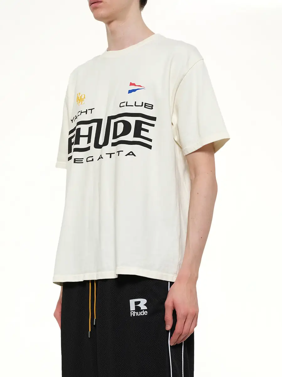 Rhude Rhude Regatta Club T-shirt in Vintage White/black | Thumbnail 3 Rhude Rhude Regatta Club T-shirt in Vintage White/black | Thumbnail 3