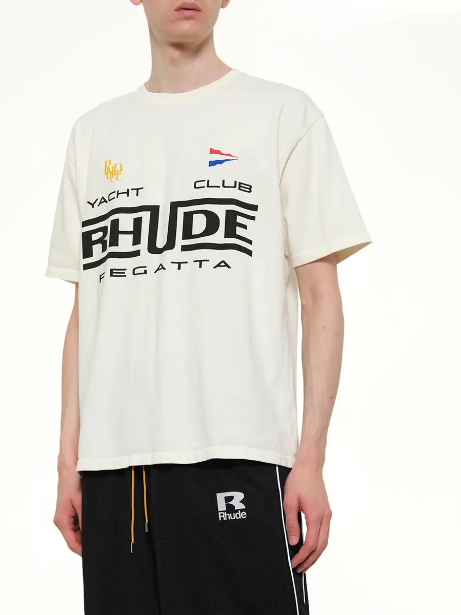 Rhude Rhude Regatta Club T-shirt in Vintage White/black | Thumbnail 6 Rhude Rhude Regatta Club T-shirt in Vintage White/black | Thumbnail 6