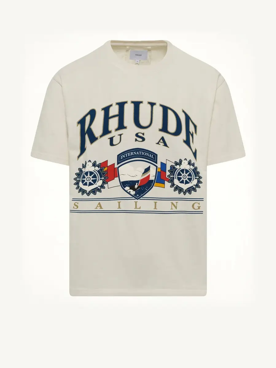 Rhude Usa Sailing Icon T-shirt in Vintage White | Thumbnail 2 Rhude Usa Sailing Icon T-shirt in Vintage White | Thumbnail 2