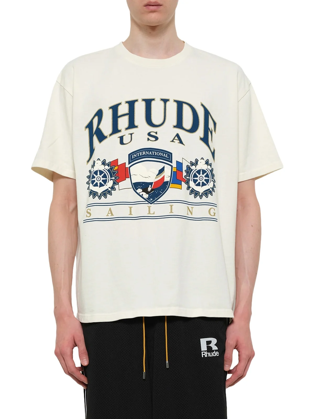 Rhude Usa Sailing Icon T-shirt in Vintage White