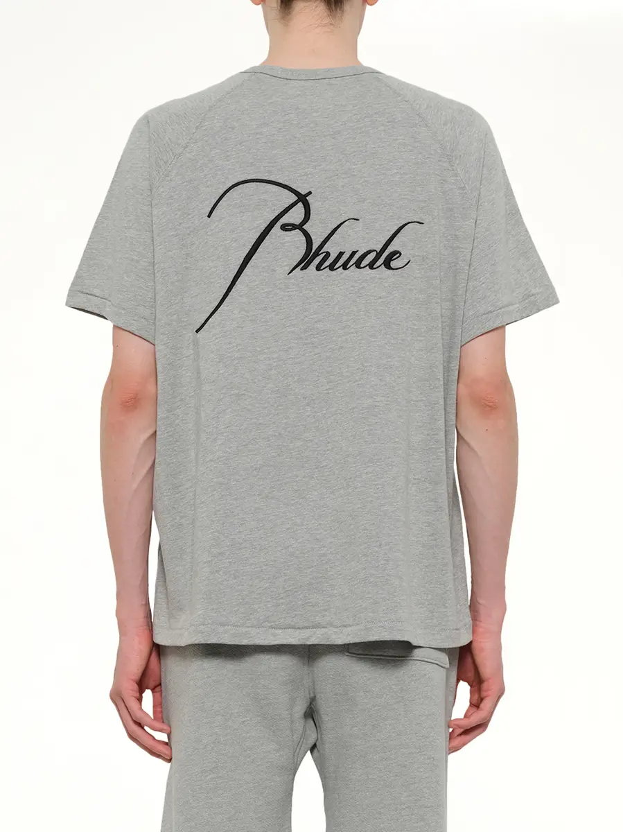 Rhude Classique Raglan T-shirt in Heather Grey/black | Thumbnail 5 Rhude Classique Raglan T-shirt in Heather Grey/black | Thumbnail 5