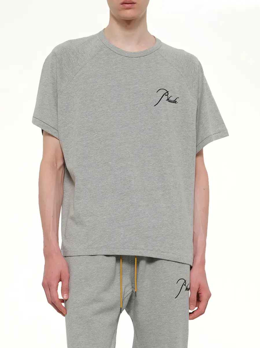 Rhude Classique Raglan T-shirt in Heather Grey/black | Thumbnail 6 Rhude Classique Raglan T-shirt in Heather Grey/black | Thumbnail 6