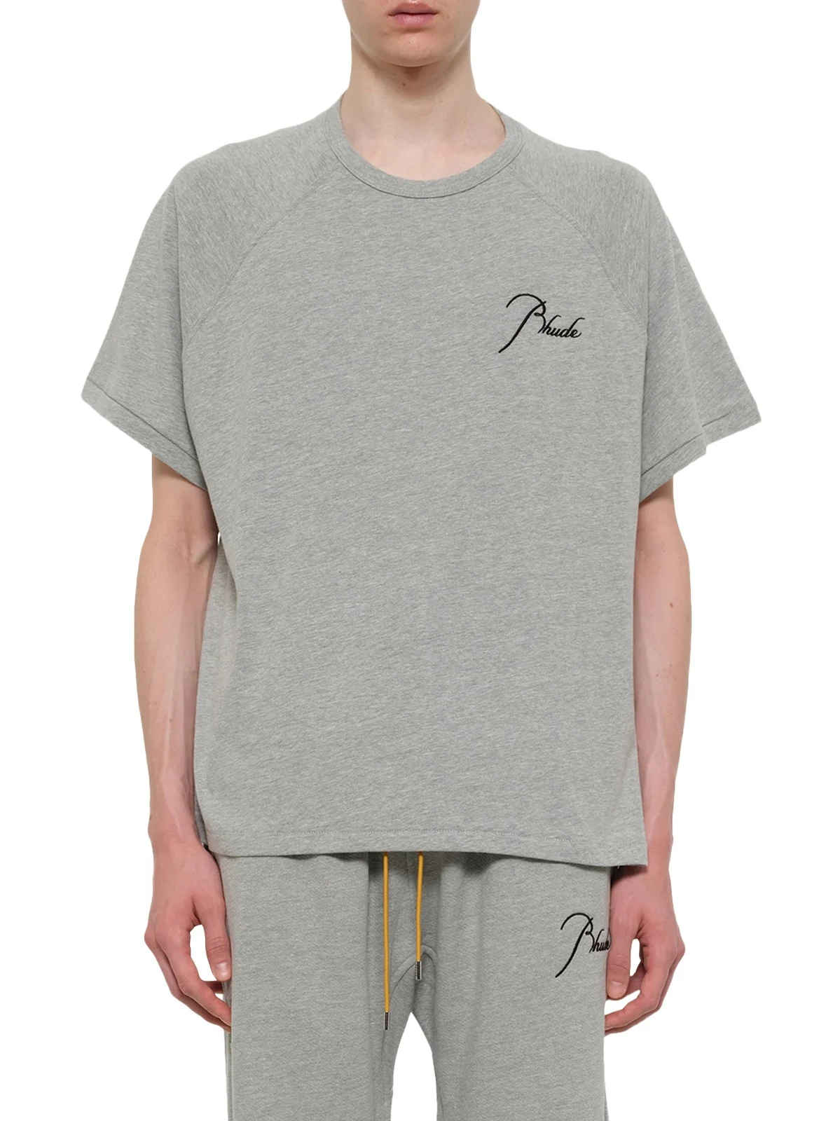 Rhude Classique Raglan T-shirt in Heather Grey/black
