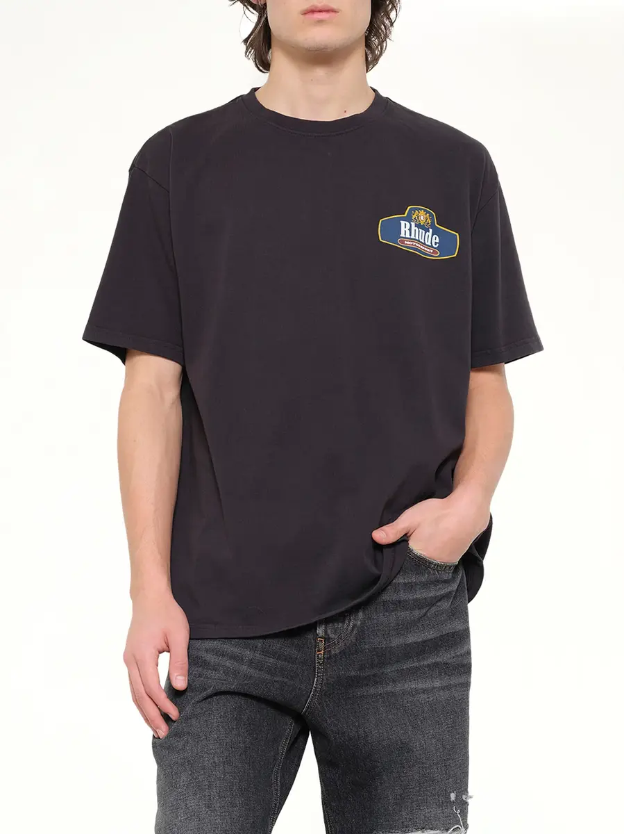 Rhude Rhude Racing Crest T-shirt in Vintage Black | Thumbnail 6 Rhude Rhude Racing Crest T-shirt in Vintage Black | Thumbnail 6