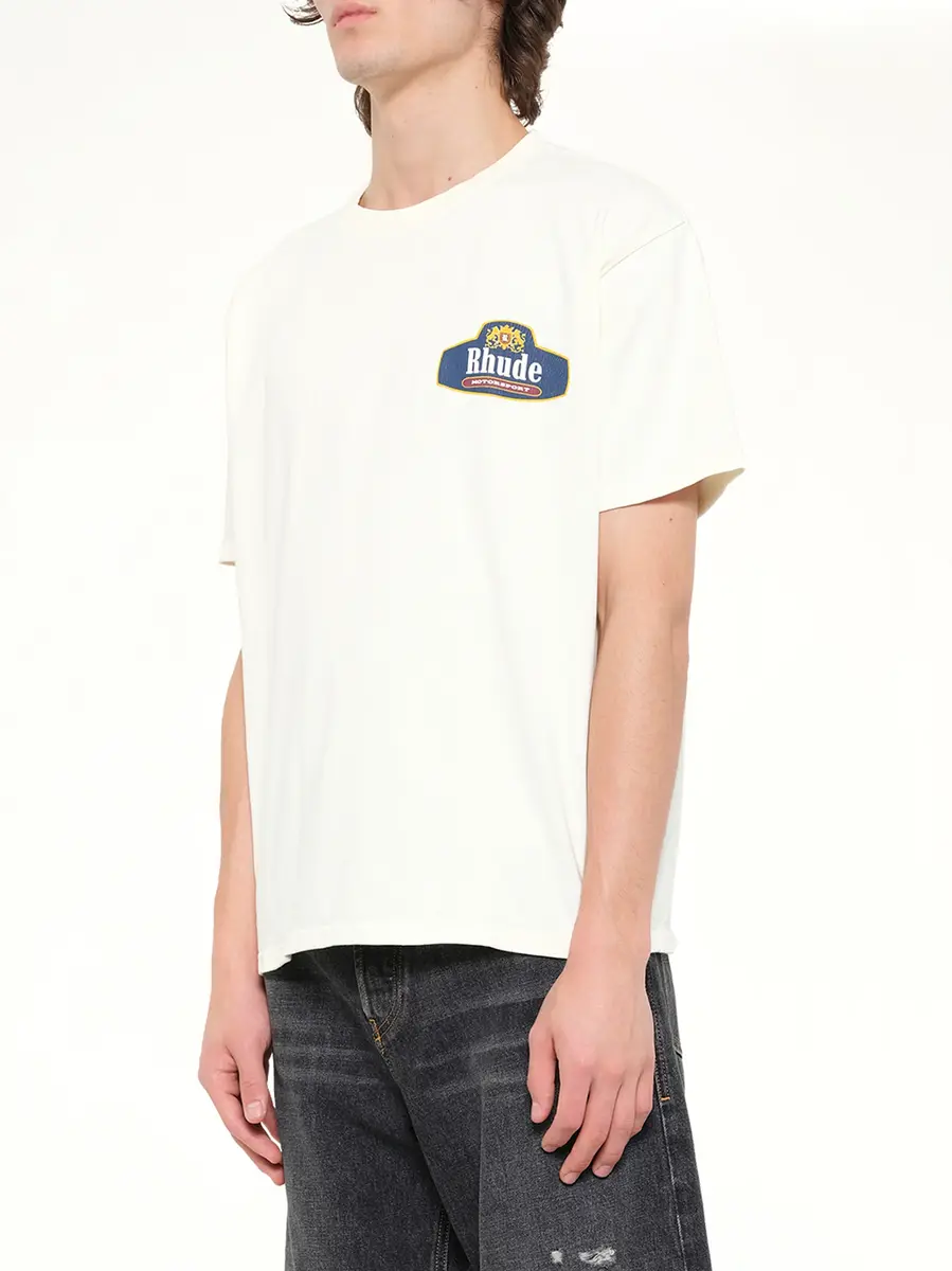 Rhude Rhude Racing Crest T-shirt in Vintage White | Thumbnail 3 Rhude Rhude Racing Crest T-shirt in Vintage White | Thumbnail 3