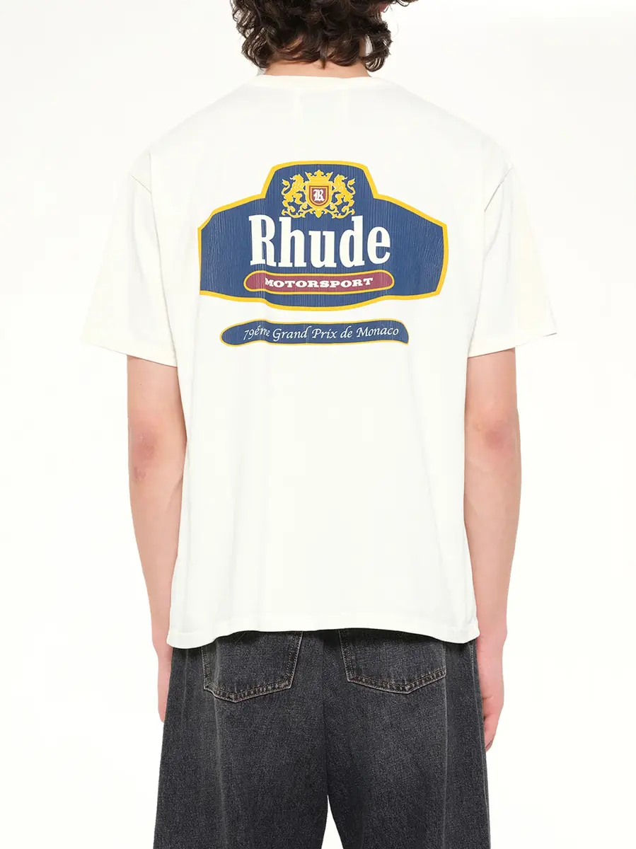 Rhude Rhude Racing Crest T-shirt in Vintage White | Thumbnail 5 Rhude Rhude Racing Crest T-shirt in Vintage White | Thumbnail 5