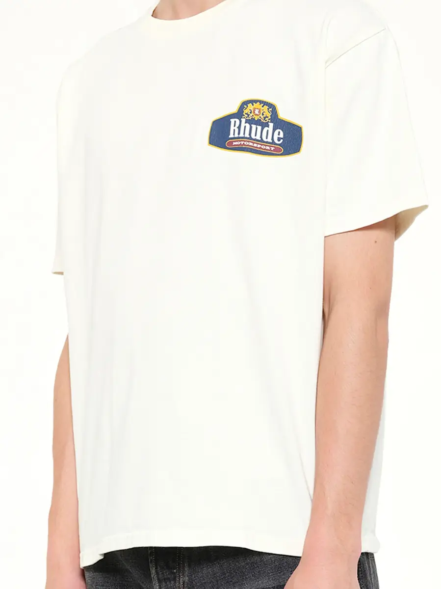 Rhude Rhude Racing Crest T-shirt in Vintage White | Thumbnail 6 Rhude Rhude Racing Crest T-shirt in Vintage White | Thumbnail 6