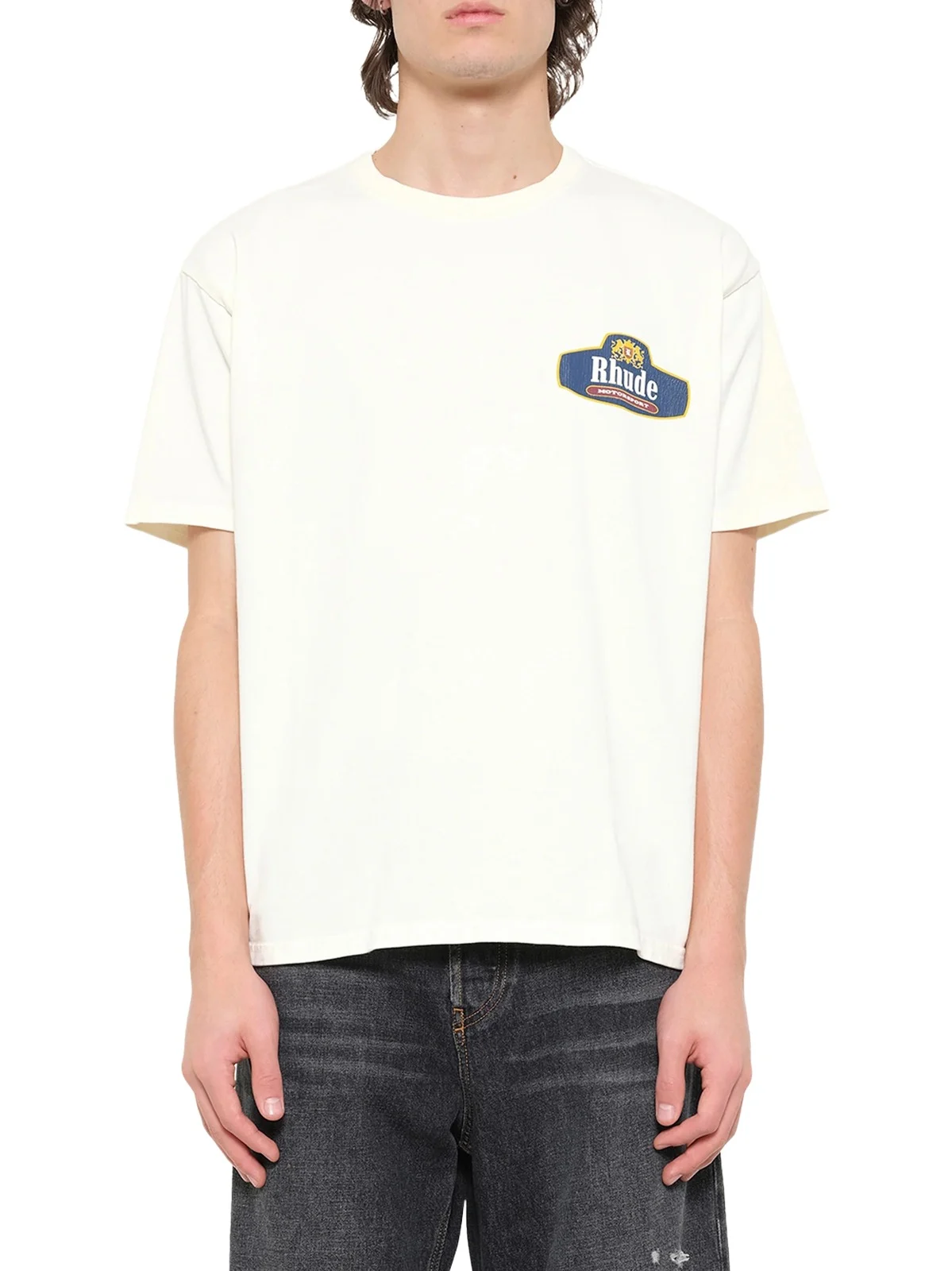 Rhude Racing Crest T-shirt in Vintage White