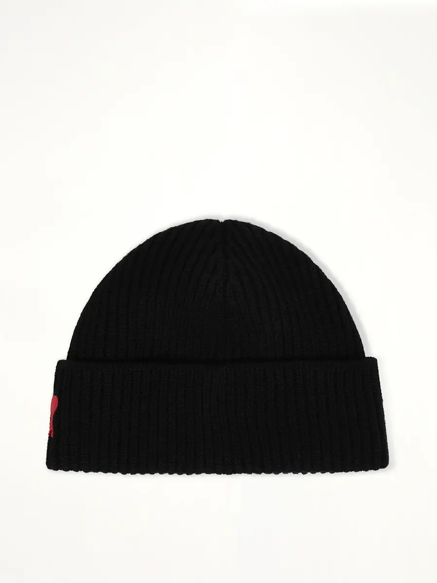 AMI PARIS Beanie With Contrasted Ami De Coeur | Thumbnail 2 AMI PARIS Beanie With Contrasted Ami De Coeur | Thumbnail 2