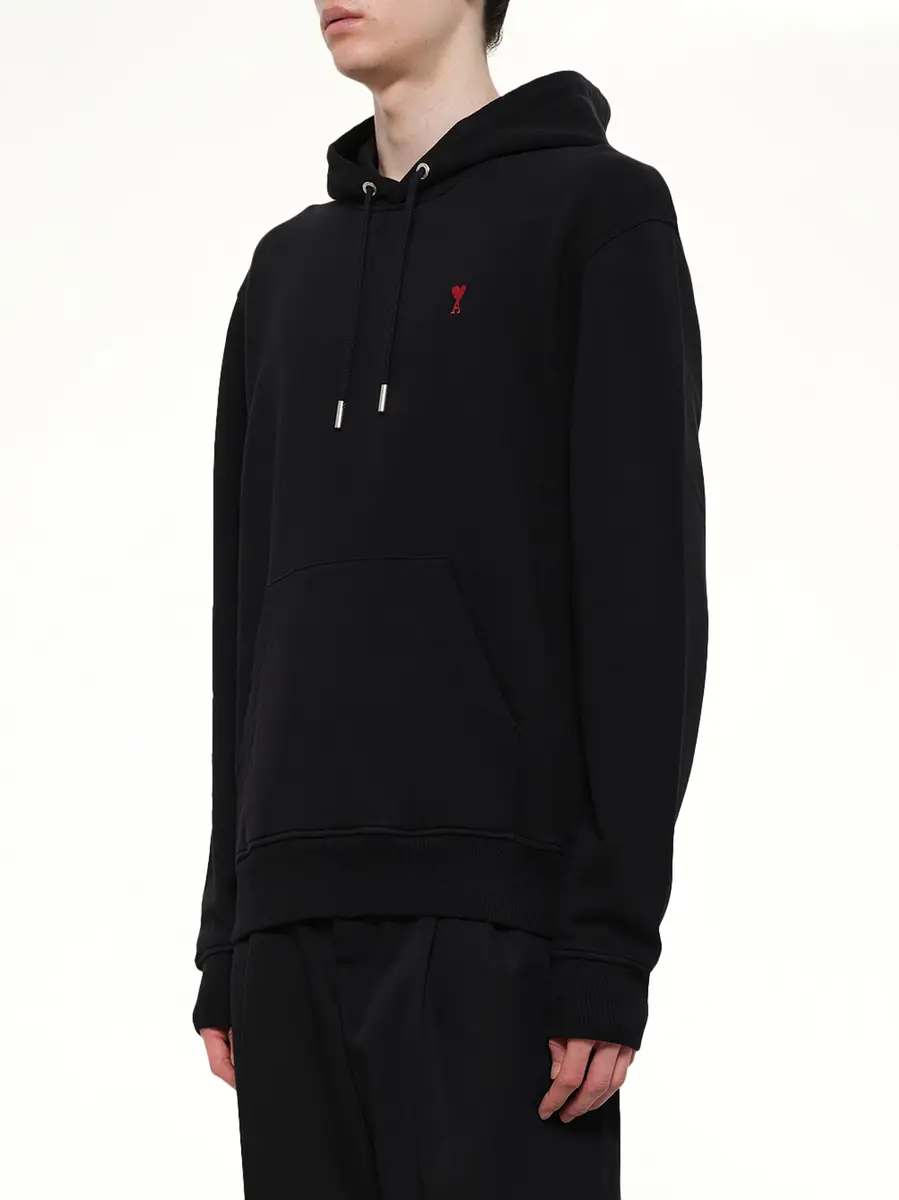AMI PARIS Ami De Coeur Hoodie in Black/red | Thumbnail 3 AMI PARIS Ami De Coeur Hoodie in Black/red | Thumbnail 3