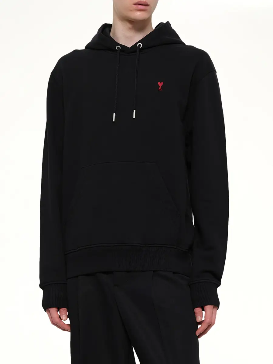 AMI PARIS Ami De Coeur Hoodie in Black/red | Thumbnail 6 AMI PARIS Ami De Coeur Hoodie in Black/red | Thumbnail 6