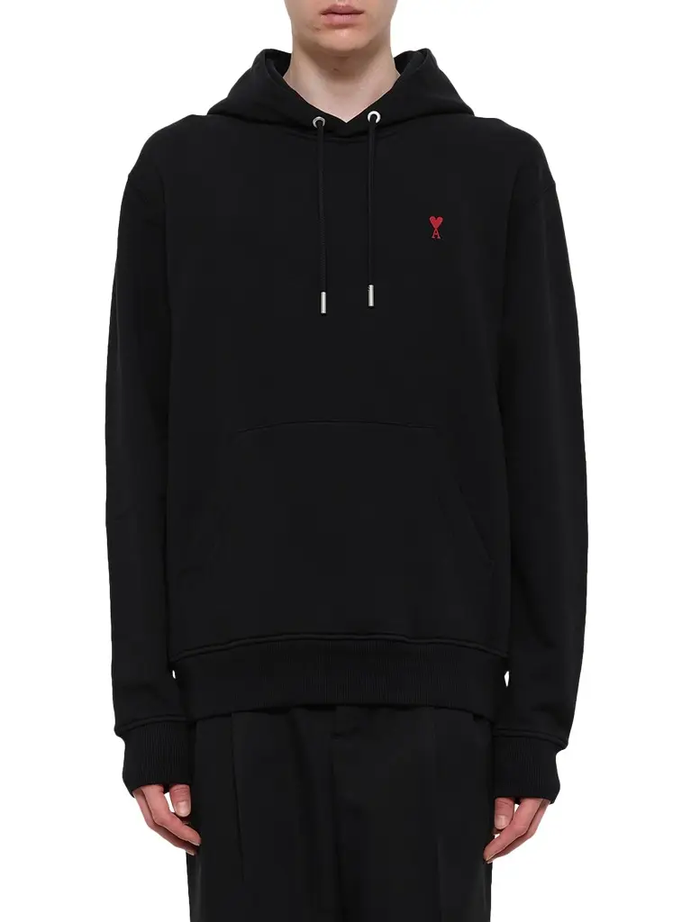 AMI PARIS Ami De Coeur Hoodie in Black/red