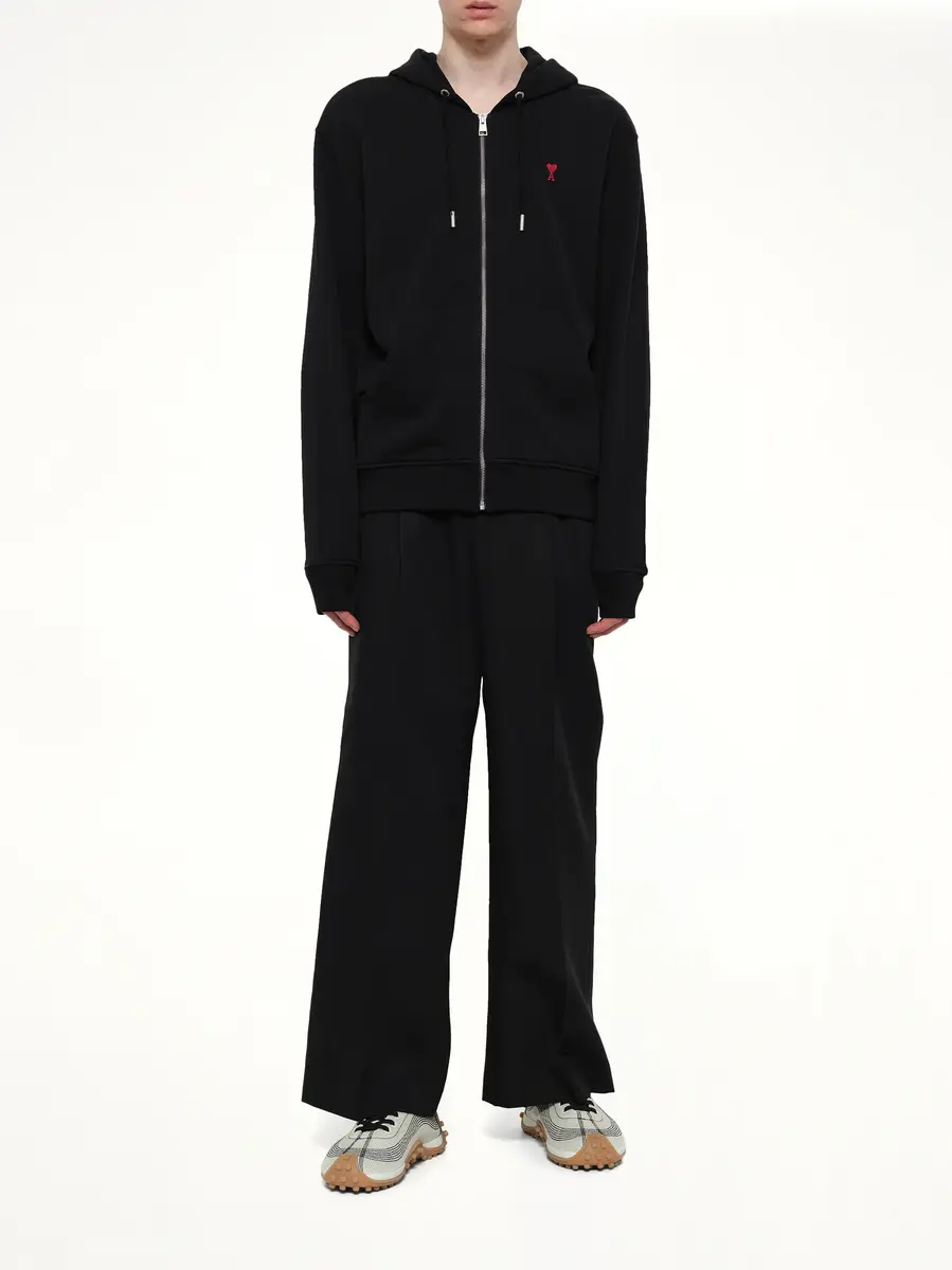 AMI PARIS Ami De Coeur Zip Hoodie in Black/red | Thumbnail 4 AMI PARIS Ami De Coeur Zip Hoodie in Black/red | Thumbnail 4