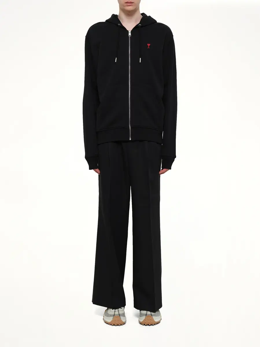 AMI PARIS Ami De Coeur Zip Hoodie in Black/red | Thumbnail 7 AMI PARIS Ami De Coeur Zip Hoodie in Black/red | Thumbnail 7