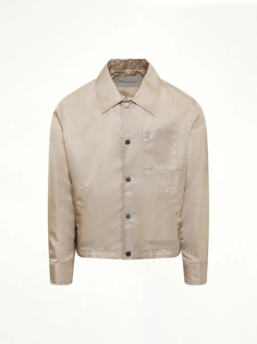 AMI PARIS Ami De Coeur Coach Jacket in Beige Taupe | Thumbnail 2 AMI PARIS Ami De Coeur Coach Jacket in Beige Taupe | Thumbnail 2