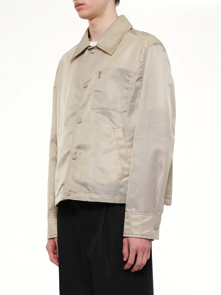AMI PARIS Ami De Coeur Coach Jacket in Beige Taupe | Thumbnail 3 AMI PARIS Ami De Coeur Coach Jacket in Beige Taupe | Thumbnail 3