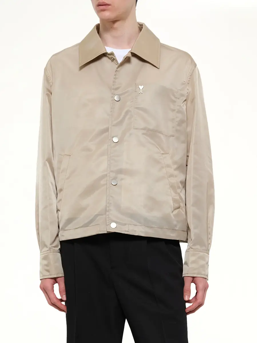 AMI PARIS Ami De Coeur Coach Jacket in Beige Taupe | Thumbnail 6 AMI PARIS Ami De Coeur Coach Jacket in Beige Taupe | Thumbnail 6