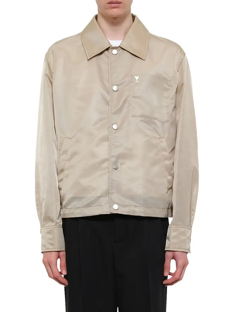 AMI PARIS Ami De Coeur Coach Jacket in Beige Taupe