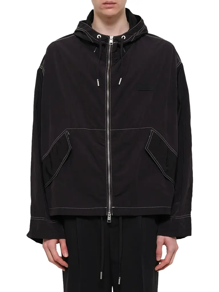 AMI PARIS Crinkle Nylon Zipped Jacket