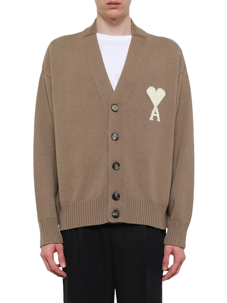 AMI PARIS Contrasted Ami De Coeur Cardigan
