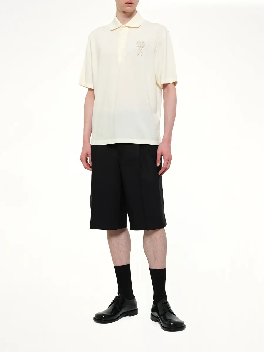 AMI PARIS Knitted Adc Boxy Polo in Off White | Thumbnail 4 AMI PARIS Knitted Adc Boxy Polo in Off White | Thumbnail 4