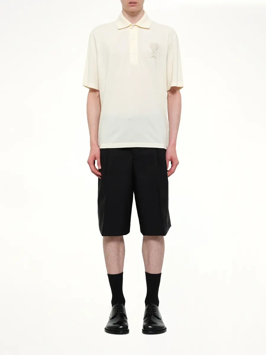 AMI PARIS Knitted Adc Boxy Polo in Off White | Thumbnail 7 AMI PARIS Knitted Adc Boxy Polo in Off White | Thumbnail 7