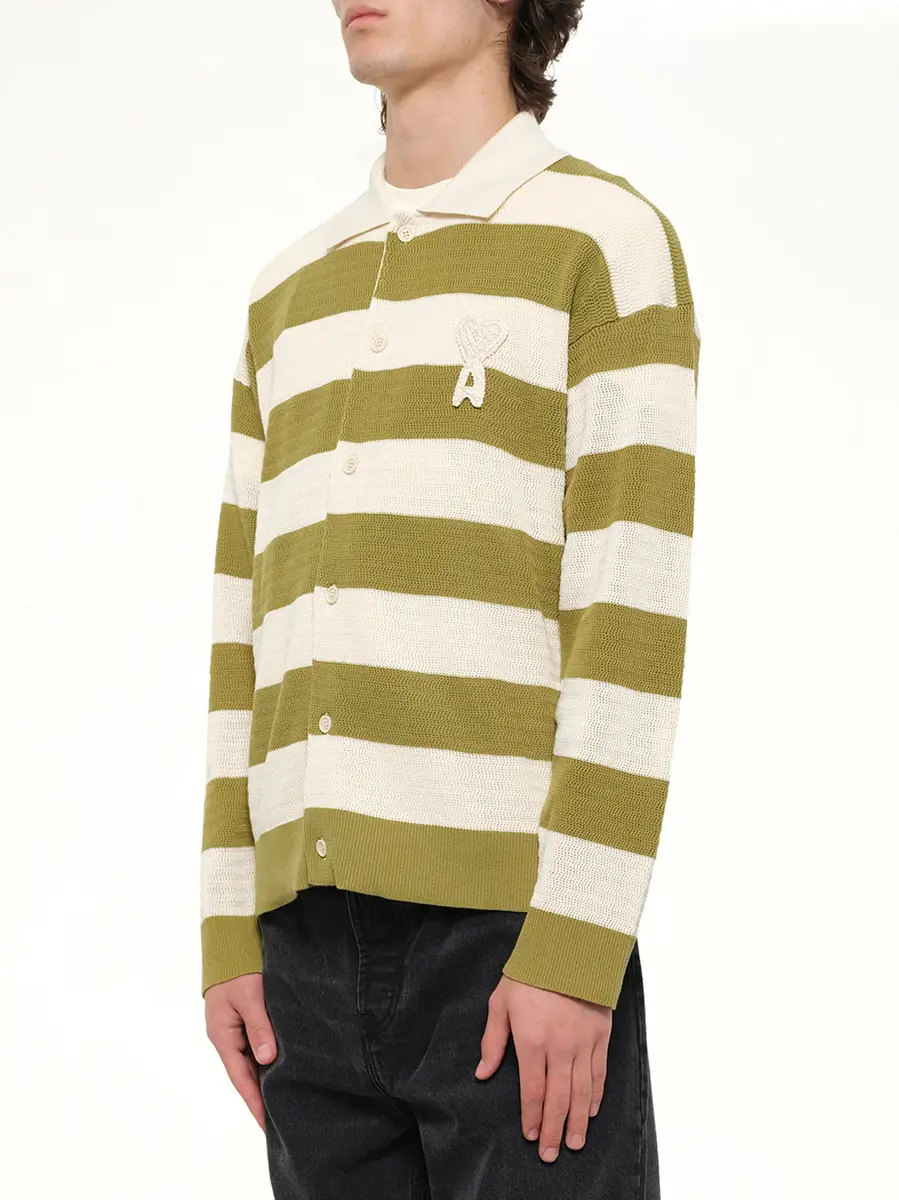 AMI PARIS Shirt Collar Cardigan With Adc in Matcha | Thumbnail 3 AMI PARIS Shirt Collar Cardigan With Adc in Matcha | Thumbnail 3