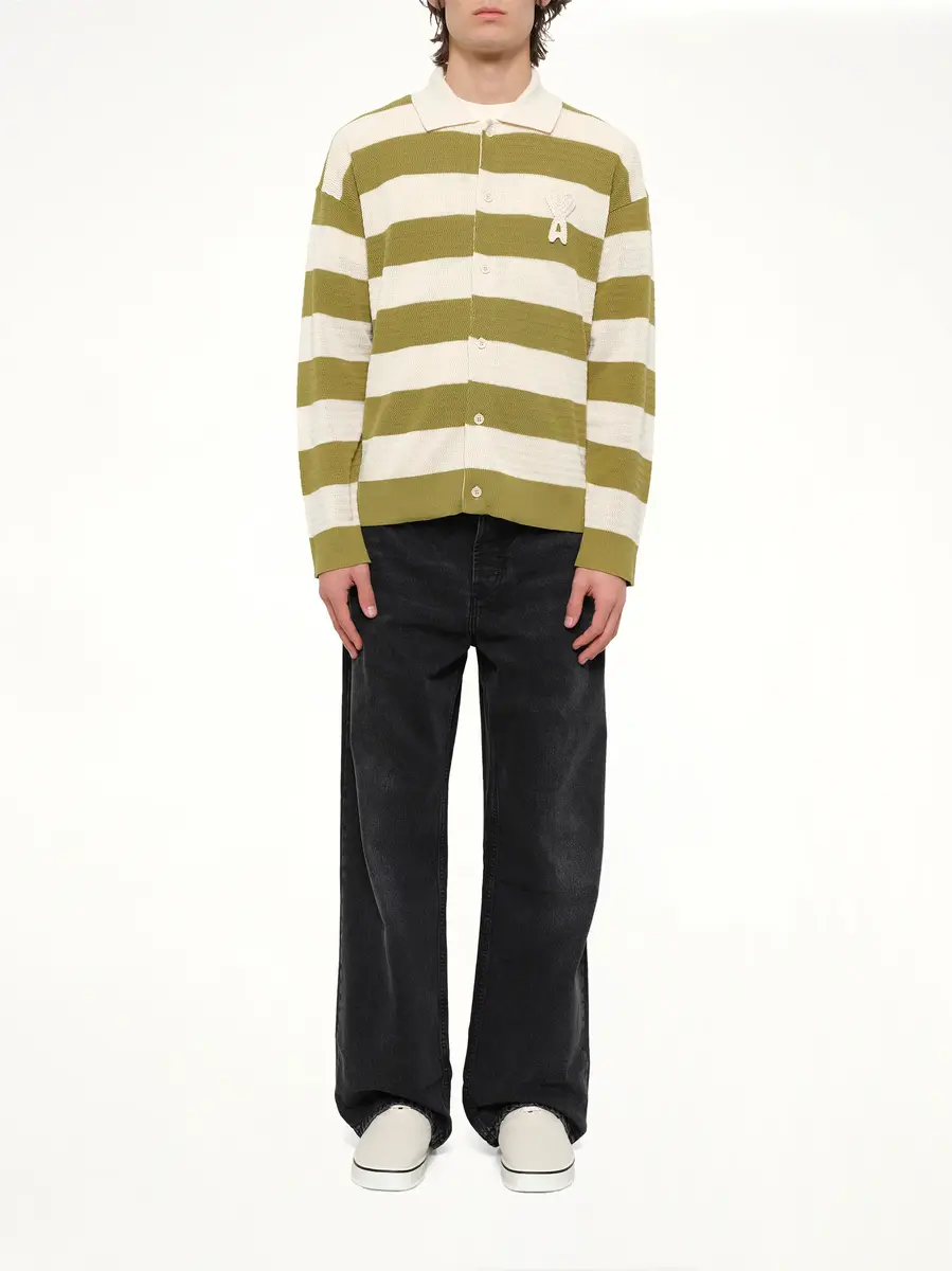 AMI PARIS Shirt Collar Cardigan With Adc in Matcha | Thumbnail 7 AMI PARIS Shirt Collar Cardigan With Adc in Matcha | Thumbnail 7