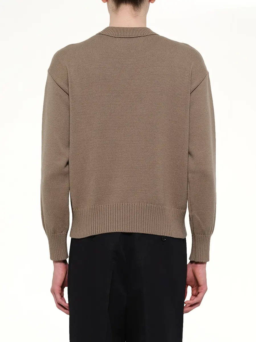 AMI PARIS Contrasted Ami De Coeur Sweater in Beige Taupe | Thumbnail 5 AMI PARIS Contrasted Ami De Coeur Sweater in Beige Taupe | Thumbnail 5