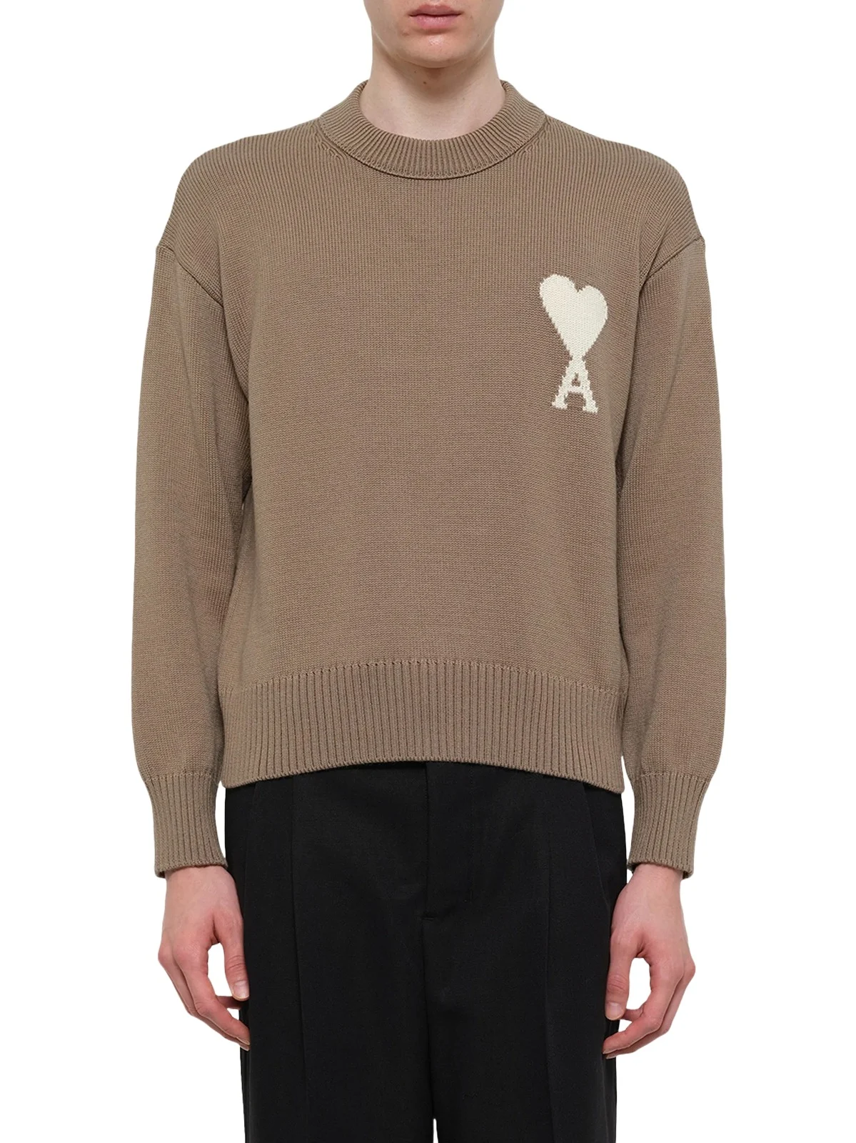 Contrasted Ami De Coeur Sweater in Beige Taupe Contrasted Ami De Coeur Sweater in Beige Taupe