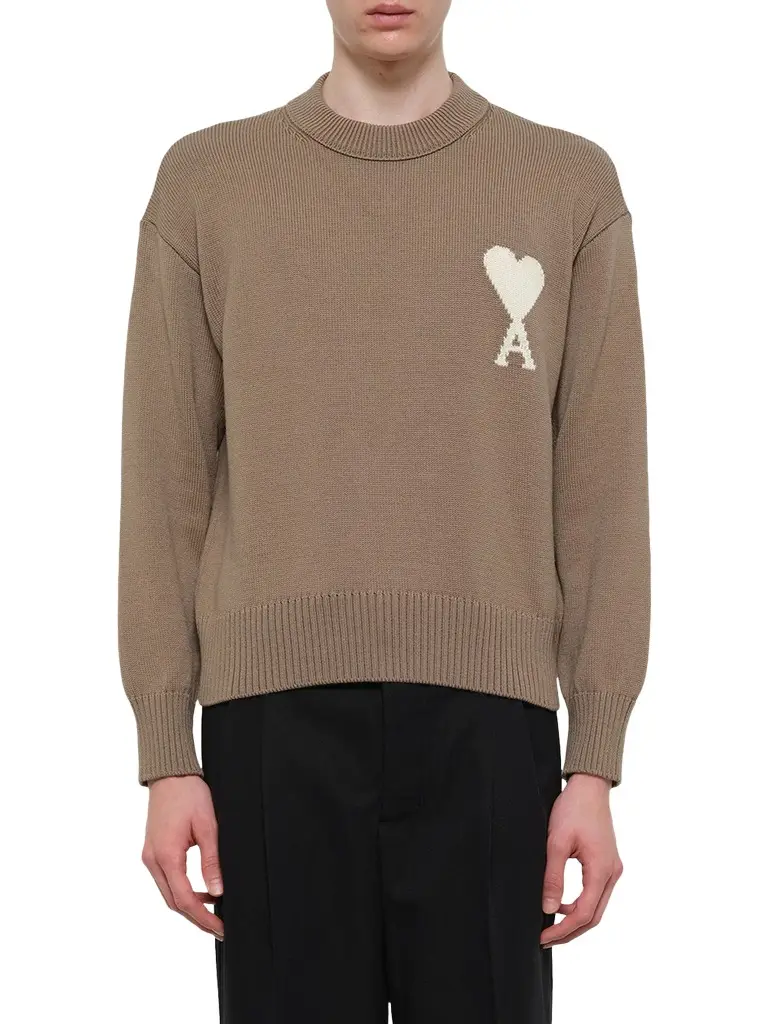 Contrasted Ami De Coeur Sweater in Beige Taupe Contrasted Ami De Coeur Sweater in Beige Taupe