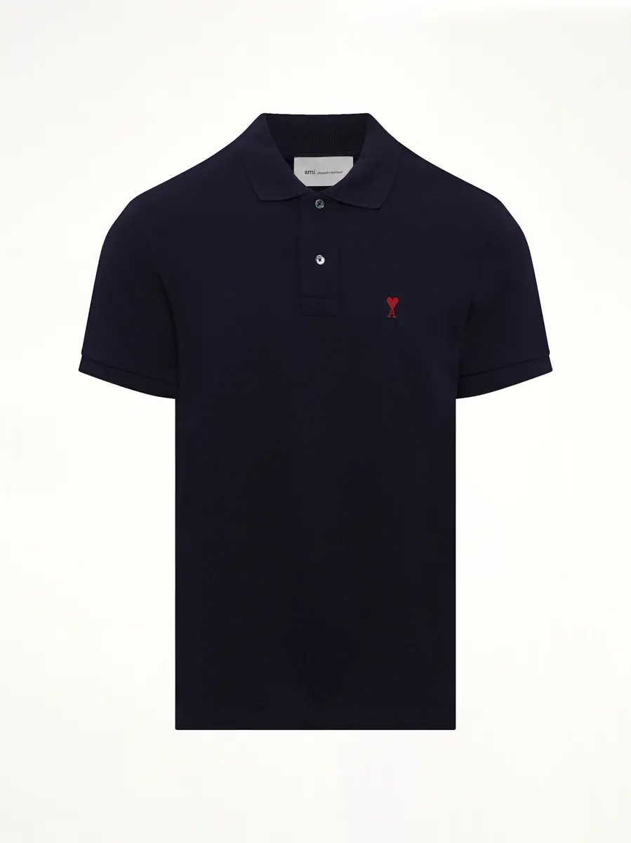 AMI PARIS Ami De Coeur Polo in Navy/red | Thumbnail 2 AMI PARIS Ami De Coeur Polo in Navy/red | Thumbnail 2