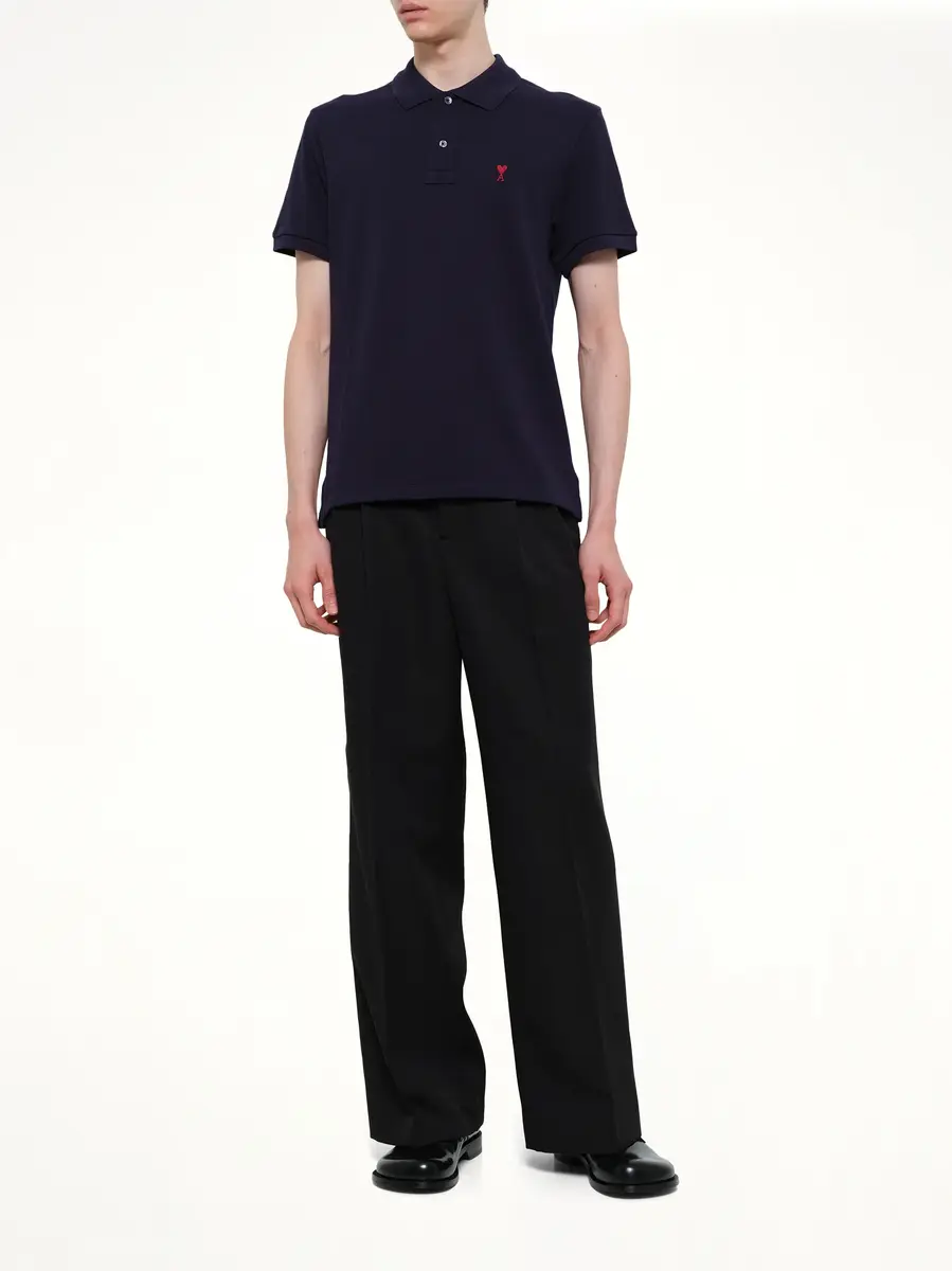 AMI PARIS Ami De Coeur Polo in Navy/red | Thumbnail 4 AMI PARIS Ami De Coeur Polo in Navy/red | Thumbnail 4