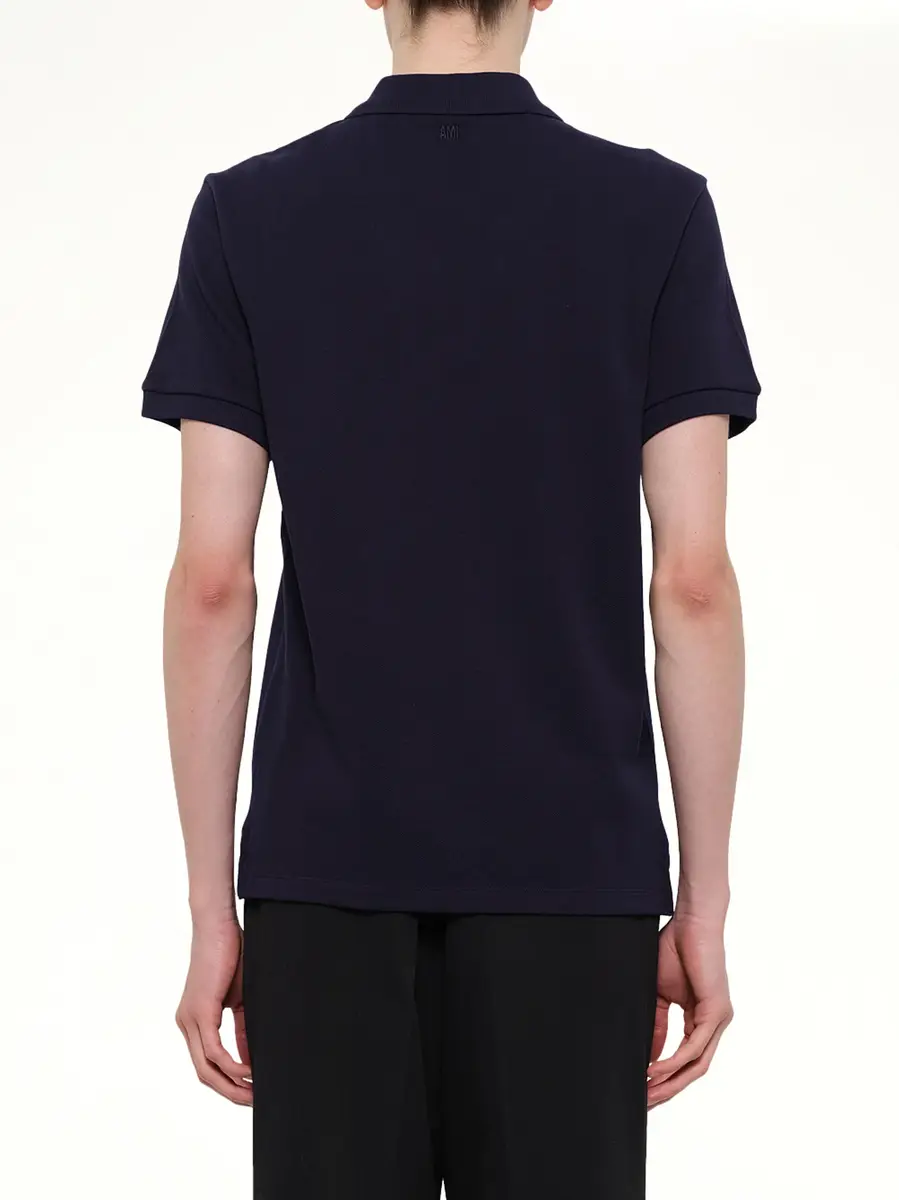 AMI PARIS Ami De Coeur Polo in Navy/red | Thumbnail 5 AMI PARIS Ami De Coeur Polo in Navy/red | Thumbnail 5