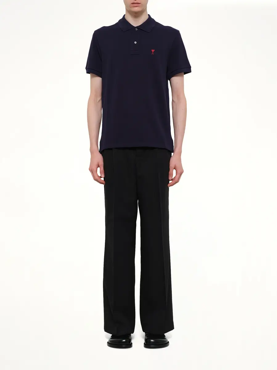 AMI PARIS Ami De Coeur Polo in Navy/red | Thumbnail 7 AMI PARIS Ami De Coeur Polo in Navy/red | Thumbnail 7