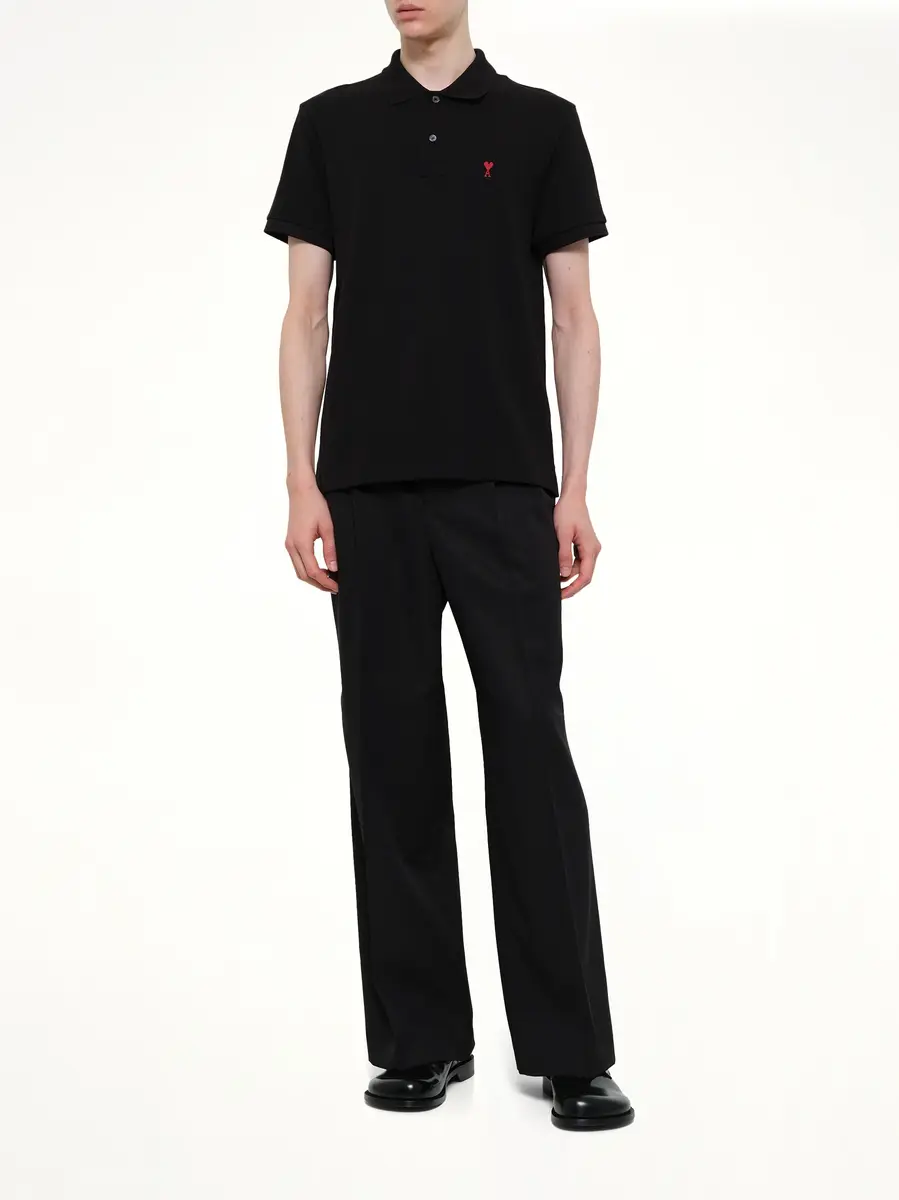 AMI PARIS Ami De Coeur Polo in Black/red | Thumbnail 4 AMI PARIS Ami De Coeur Polo in Black/red | Thumbnail 4