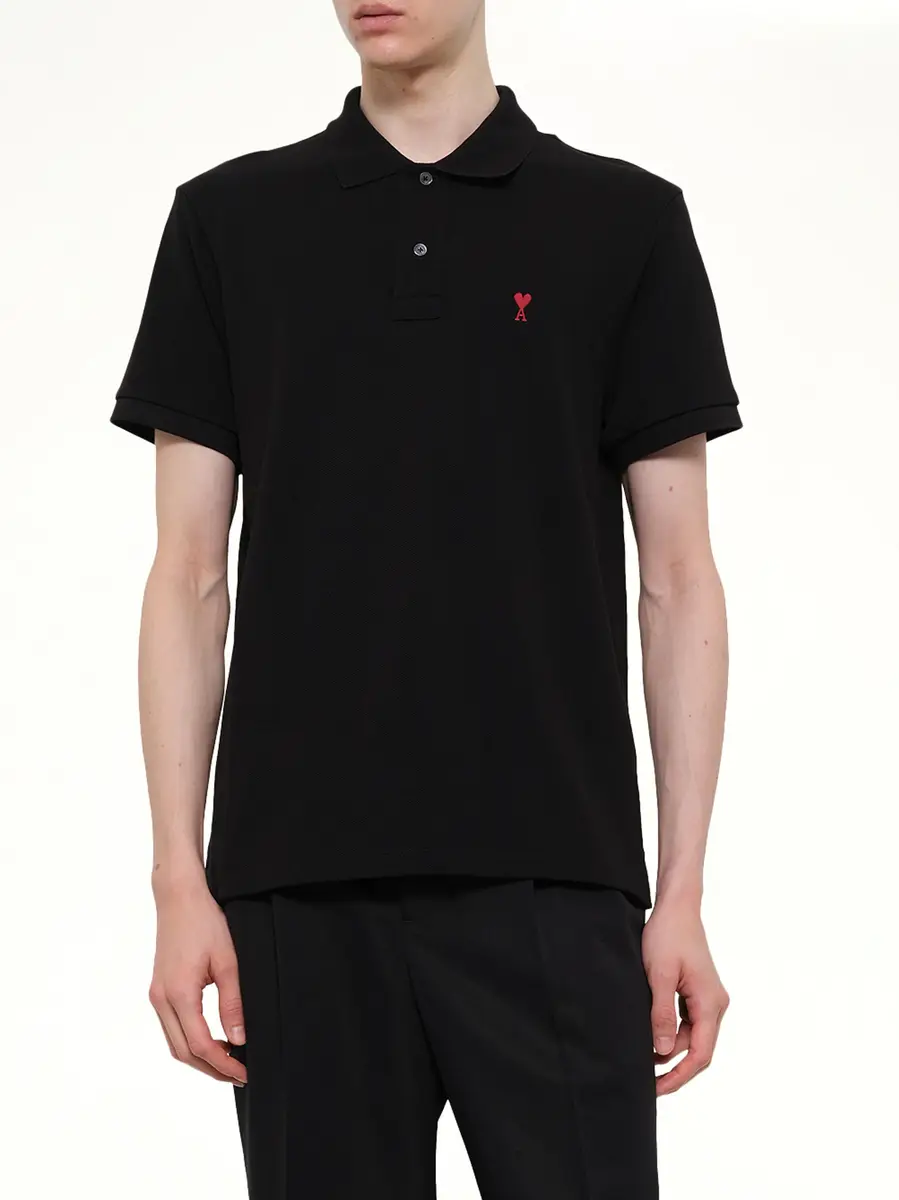 AMI PARIS Ami De Coeur Polo in Black/red | Thumbnail 6 AMI PARIS Ami De Coeur Polo in Black/red | Thumbnail 6