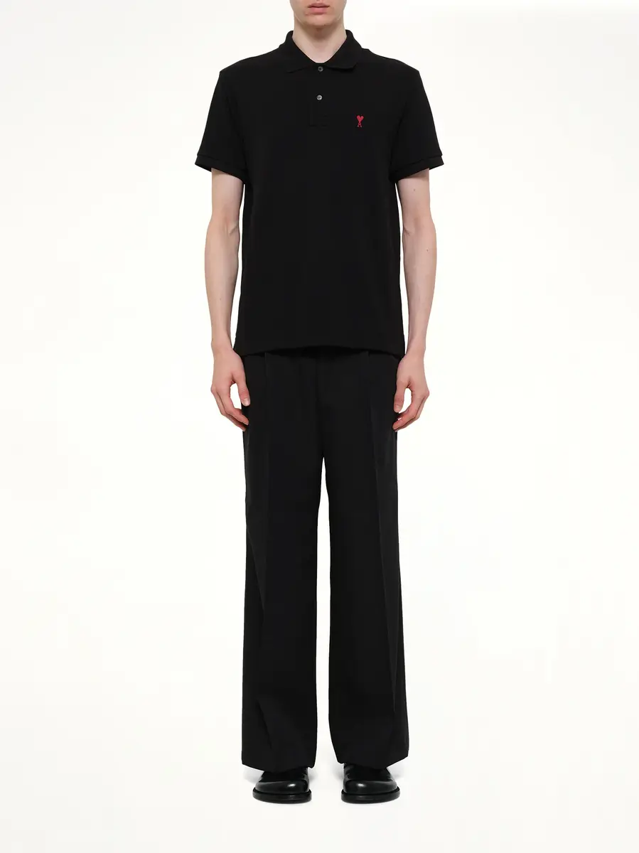 AMI PARIS Ami De Coeur Polo in Black/red | Thumbnail 7 AMI PARIS Ami De Coeur Polo in Black/red | Thumbnail 7