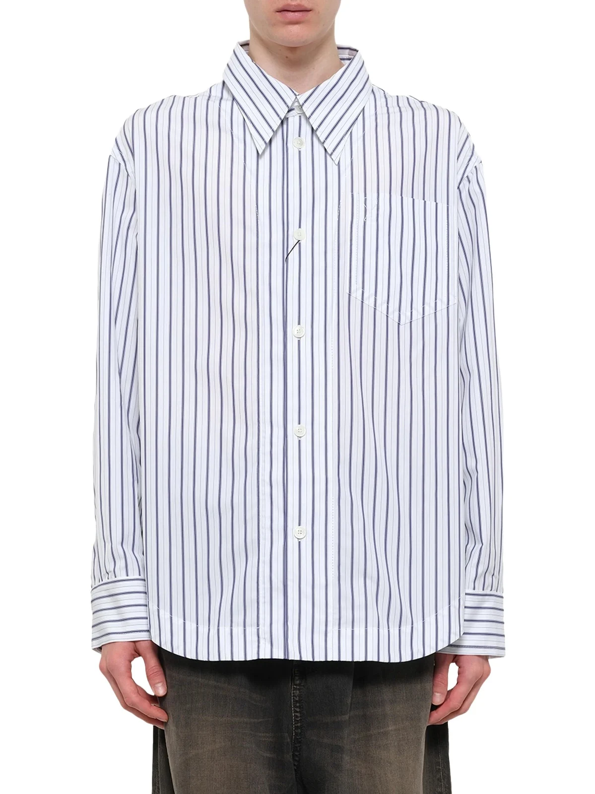 AMI PARIS Embossed Adc Stripe Shirt
