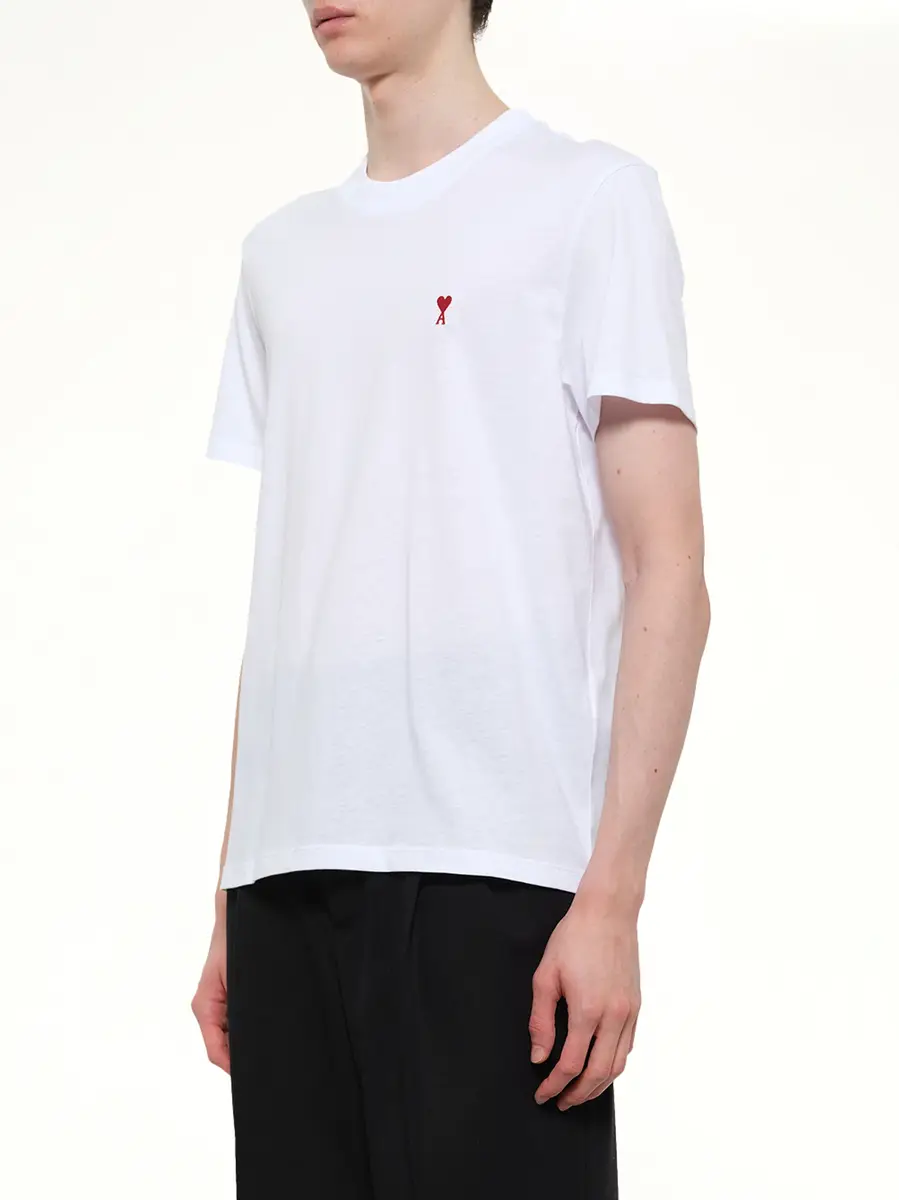 AMI PARIS Ami De Coeur T-shirt in White/red | Thumbnail 3 AMI PARIS Ami De Coeur T-shirt in White/red | Thumbnail 3