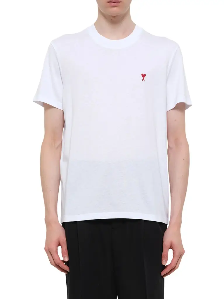 AMI PARIS Ami De Coeur T-shirt in White/red