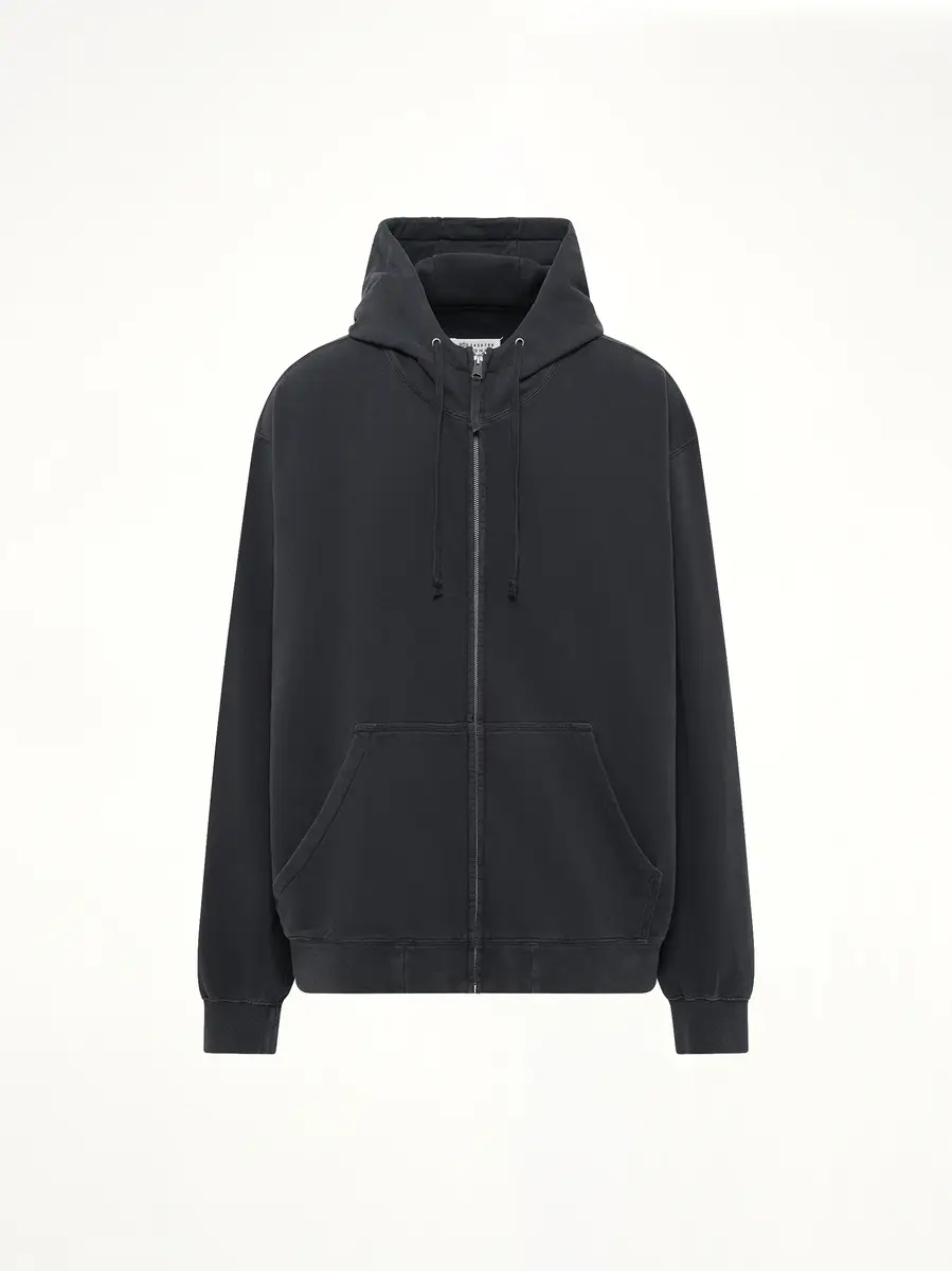 Maison Margiela Zip Hoodie in Washed Black | Thumbnail 2