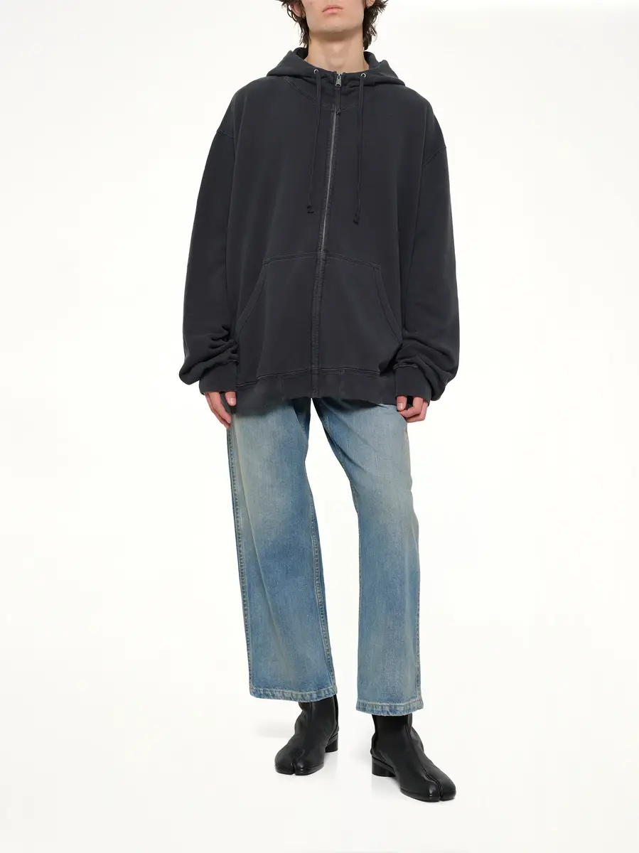 Maison Margiela Zip Hoodie in Washed Black | Thumbnail 4