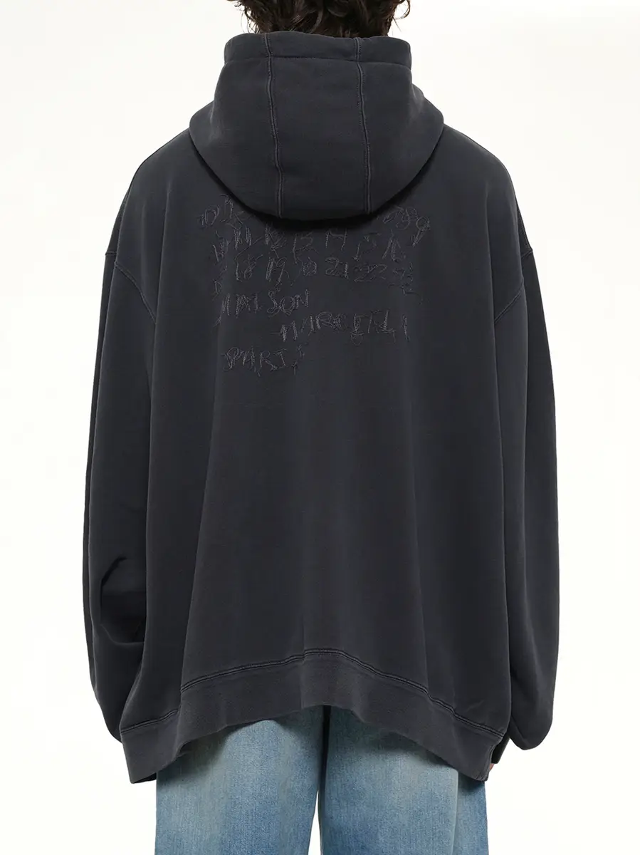 Maison Margiela Zip Hoodie in Washed Black | Thumbnail 5