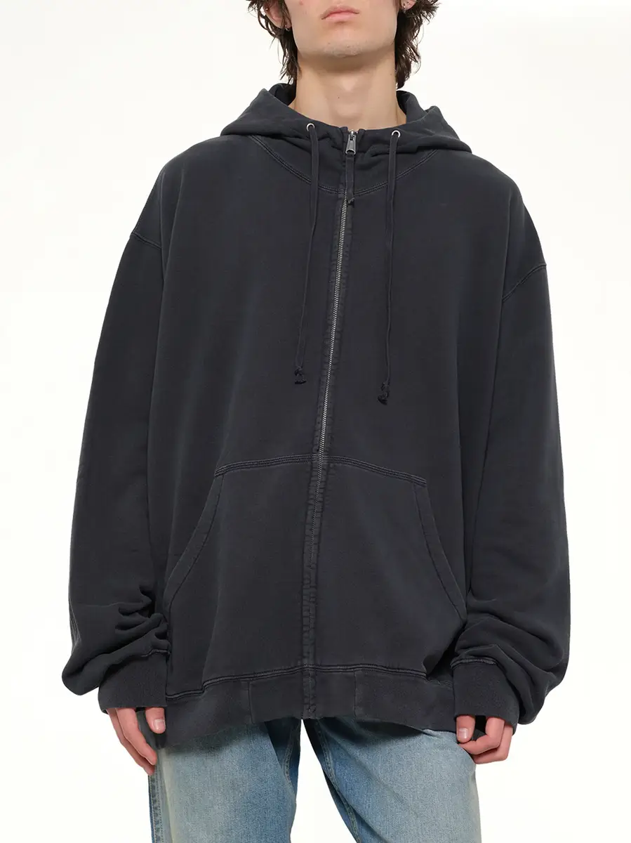 Maison Margiela Zip Hoodie in Washed Black | Thumbnail 6